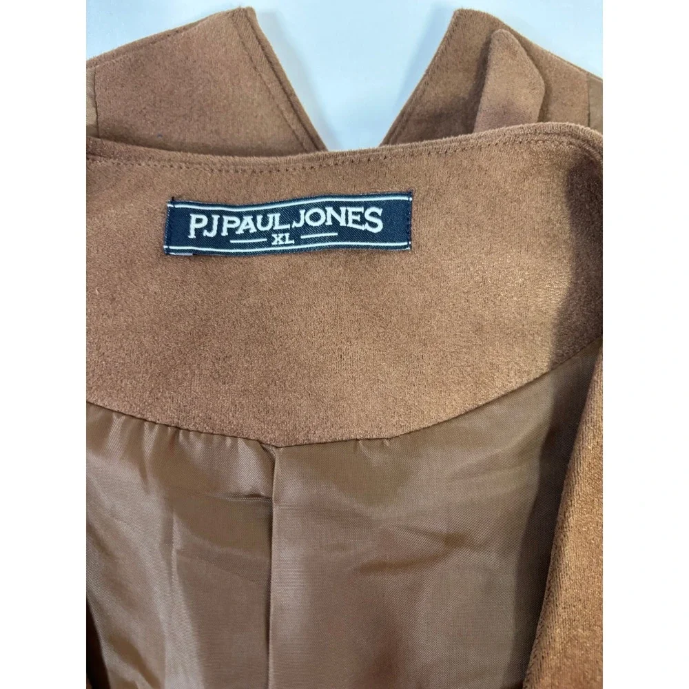 PJ Paul Jones Mens Western Faux Suede Vest Brown Cowboy Waistcoat XL